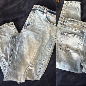 Casual Light Blue Distressed Boyfriend Jeans